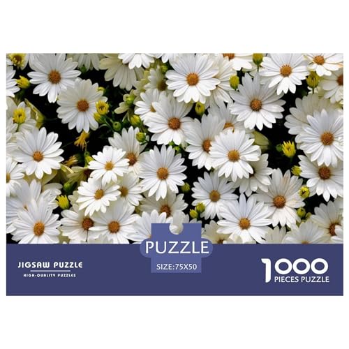 1000-teiliges Puzzle für Erwachsene, weiße Chrysanthemen-Puzzle, Holzpuzzle für Erwachsene, Familienunterhaltungsspielzeug, 1000 Stück (75 x 50 cm) von LBLmoney