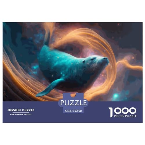 1000-teiliges Puzzle mit Tierrobbe für Erwachsene – Puzzles für Teenager – Geschenke – Holzpuzzles – Entspannungspuzzlespiele – Denksport-Puzzle 1000 Teile (75 x 50 cm) von LBLmoney
