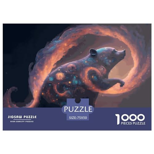 1000-teiliges rechteckiges Puzzle für Erwachsene, Geistertier, Bär, kreatives Puzzle, Herausforderungsspielzeug, Puzzle für Erwachsene und Kinder, 1000 Teile (75 x 50 cm) von LBLmoney