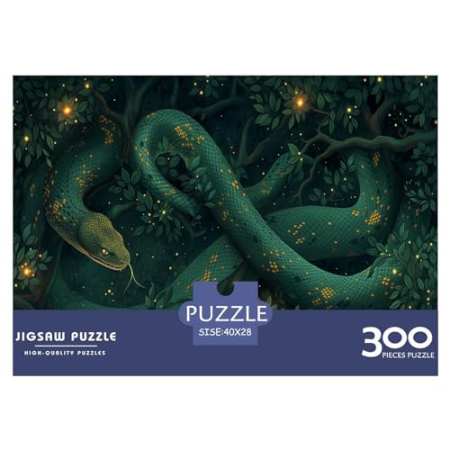 300 Teile Puzzle für Erwachsene, Kunsttier-Schlangenpuzzle, kreatives rechteckiges Holzpuzzle, Geschenk für Freunde, Familie, 300 Teile (40 x 28 cm) von LBLmoney