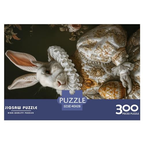 300 Teile Tier-Kaninchen-Puzzle für Erwachsene und Kinder, kreatives rechteckiges Puzzle, Holzpuzzle, lustiges Lernspielzeug, 300 Teile (40 x 28 cm) von LBLmoney