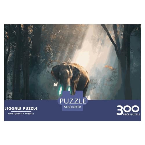300-teiliges Holzpuzzle, Tier-Elefant-Puzzle, kreatives rechteckiges Puzzle, Geschenk für Familienspiel, Freunde, 300 Stück (40 x 28 cm) von LBLmoney