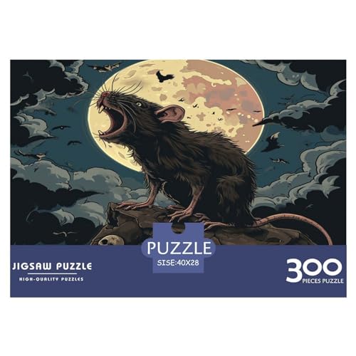 300-teiliges Puzzle für Erwachsene, Tierkunst-Maus-Puzzles, 300-teiliges Holzbrett-Puzzle – Entspannungs-Puzzlespiele – Denksport-Puzzle, 300 Teile (40 x 28 cm) von LBLmoney