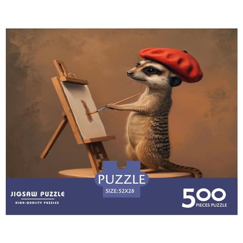 500-teiliges Puzzle für Erwachsene, Kunst-Waschbär-Puzzle-Sets für Familien, Holzpuzzles, Gehirn-Herausforderungspuzzle, 500 Teile (52 x 38 cm) von LBLmoney