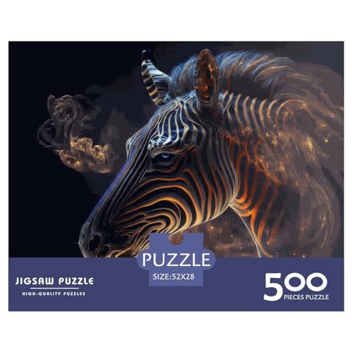 500-teiliges Puzzle für Erwachsene, Tier-Zebra-Puzzle, kreatives rechteckiges Holzpuzzle, Geschenk für Freunde und Familie, 500 Teile (52 x 38 cm) von LBLmoney