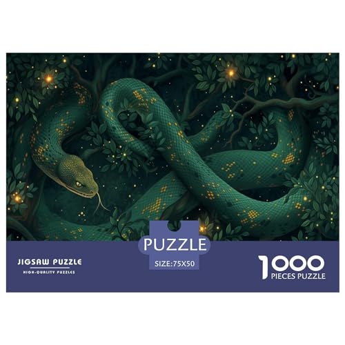 Art Animal Snake Puzzle für Erwachsene 1000, klassisches Puzzle, entspannendes Holzpuzzlespiel, Denksportaufgabe, 1000 Teile (75 x 50 cm) von LBLmoney