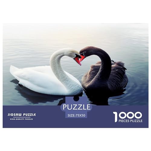 Art Animal Swan 1000-teiliges Puzzle für Erwachsene, kreatives rechteckiges Puzzle, Holzpuzzle, Puzzle, Geschenk für Freunde und Familie, 1000 Stück (75 x 50 cm) von LBLmoney