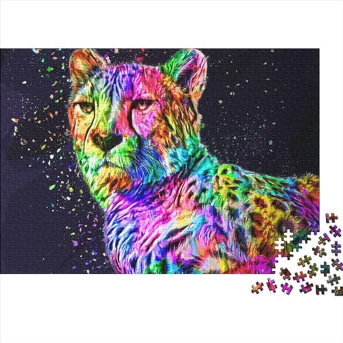 Farbiges Geparden-Puzzle, 1000 Teile Puzzle für Erwachsene, Puzzle-Sets für Familien-Lernspiel, 1000 Teile (75 x 50 cm) von LBLmoney