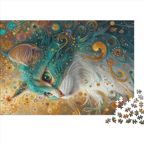 Kreative rechteckige Puzzles für Erwachsene, 1000 Teile, Kunst, Fantasie-Katze, Holzpuzzle, praktisches Spiel, Familiendekoration, 1000 Stück (75 x 50 cm) von LBLmoney