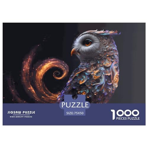 Kreative rechteckige Puzzles für Erwachsene, 1000-teiliges Tier-Eulen-Holzpuzzle, praktisches Spiel, Familiendekoration, 1000 Stück (75 x 50 cm) von LBLmoney