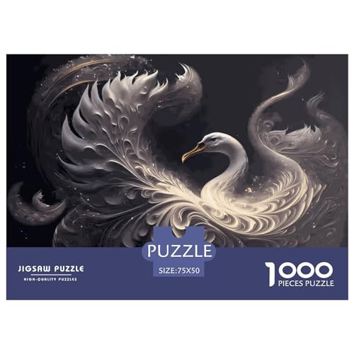 Kreative rechteckige Puzzles für Erwachsene, 1000-teiliges Tier-Schwan-Holzpuzzle, praktisches Spiel, Familiendekoration, 1000 Stück (75 x 50 cm) von LBLmoney