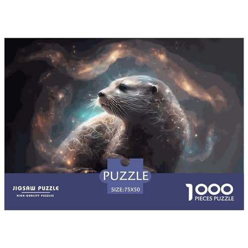 Kreative rechteckige Puzzles für Erwachsene, 1000-teiliges Tier-Siegel-Holzpuzzle, praktisches Spiel, Familiendekoration, 1000 Stück (75 x 50 cm) von LBLmoney