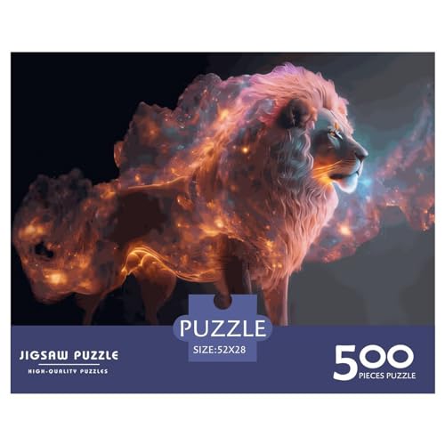 Kreative rechteckige Puzzles für Erwachsene, 500-teiliges Tier-Löwe-Holzpuzzle, praktisches Spiel, Familiendekoration, 500 Stück (52 x 38 cm) von LBLmoney
