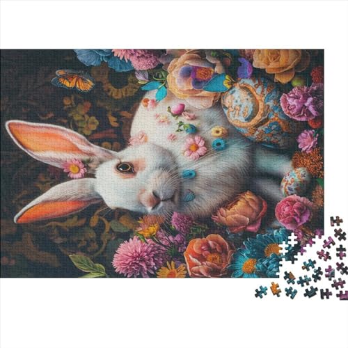 Kunsttier-Kaninchen-Puzzles für Erwachsene, 1000-teiliges Puzzle für Erwachsene, Holzpuzzle, lustiges Dekomprimierungsspiel, 1000 Teile (75 x 50 cm) von LBLmoney