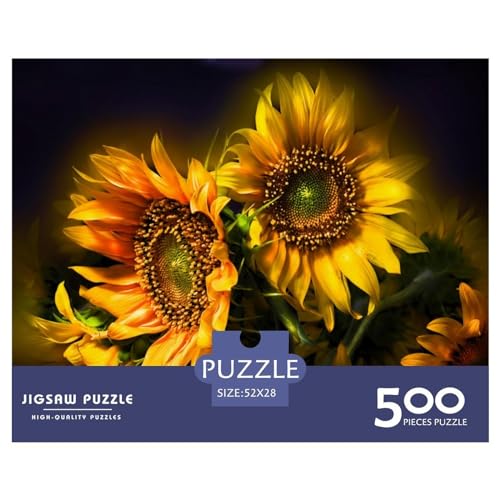 Puzzle Art Sunflower Puzzles für Erwachsene 500 Teile Holzpuzzle Wandkunst Puzzlespiele 500 Teile (52 x 38 cm) von LBLmoney