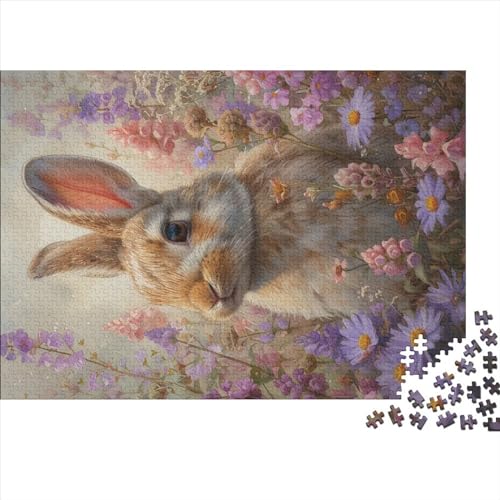 Puzzle Kunst Tier Kaninchen Puzzles für Erwachsene 1000 Teile Holzpuzzle Wandkunst Puzzlespiele 1000 Teile (75x50cm) von LBLmoney