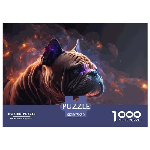 Puzzle für Erwachsene, 1000 Teile, Geistertier, Mops, Puzzle, kreatives rechteckiges Puzzle, Dekompressionsspiel, 1000 Teile (75 x 50 cm) von LBLmoney