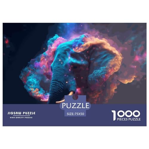 Puzzle für Erwachsene, Tierelefant, 1000 Teile, Holzpuzzle für Kinder ab 12 Jahren, herausforderndes Spiel, 1000 Teile (75 x 50 cm) von LBLmoney
