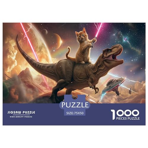 Puzzle für Kinder, Weltraum-Dinosaurier, 1000 Teile, Holzpuzzle für Erwachsene und Kinder, Herausforderungsfamilie, 1000 Teile (75 x 50 cm) von LBLmoney