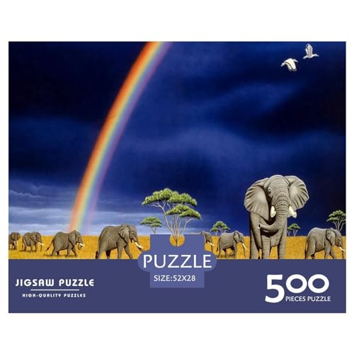 Puzzles 500 Teile für Erwachsene, Afrikanischer Elefant, Puzzle für Erwachsene, Holzbrettpuzzles, Familiendekoration, 500 Teile (52 x 38 cm) von LBLmoney