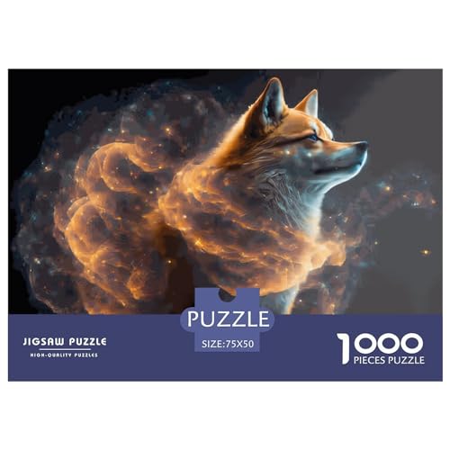 Puzzles für Erwachsene, 1000 Teile, Geistertier Shiba Inu, kreative Holzpuzzles, praktisches Puzzle, Familiendekoration, 1000 Teile (75 x 50 cm) von LBLmoney