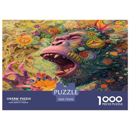 Puzzles für Erwachsene, 1000 Teile, Tierkunst, Affenpuzzles für Erwachsene, Holzbrettpuzzles, lustiges Geschenk, 1000 Teile (75 x 50 cm) von LBLmoney