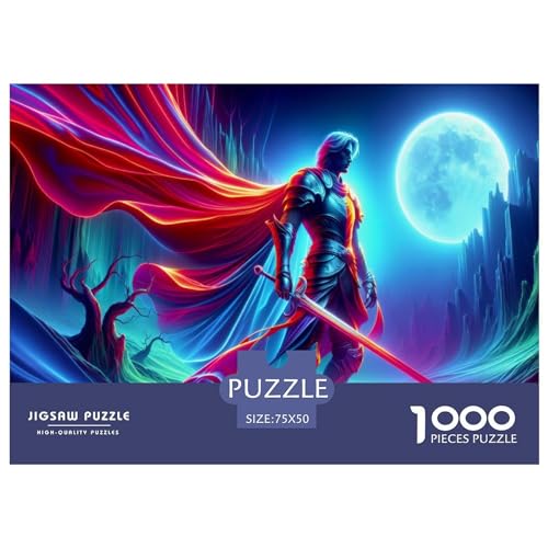 Puzzles für Erwachsene, 1000-teilige Puzzles für Erwachsene, bunter Ritter, kreative rechteckige Puzzles, Holzpuzzle, Puzzle 1000 Teile (75 x 50 cm) von LBLmoney