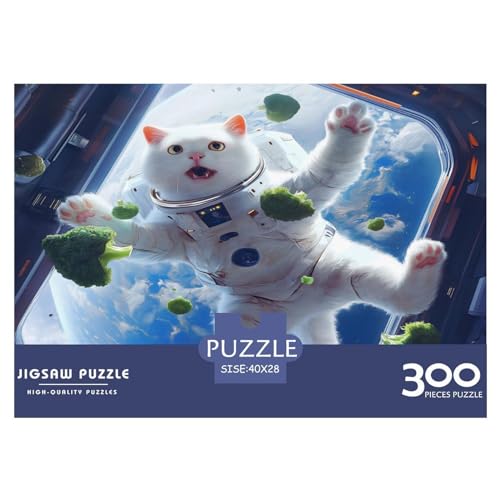 Puzzles für Erwachsene, 300 Teile, Astronautenkatze, kreative Holzpuzzles, praktisches Spiel, Familiendekoration, 300 Teile (40 x 28 cm) von LBLmoney