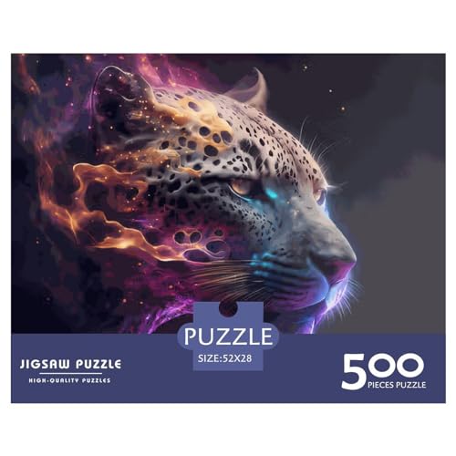 Puzzles für Erwachsene, 500-teiliges Puzzle für Erwachsene, Tierleopard, kreative rechteckige Puzzles, Holzpuzzle, Puzzle 500 Teile (52 x 38 cm) von LBLmoney