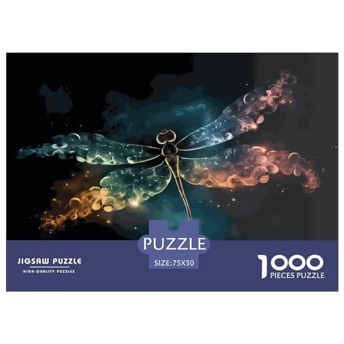 Puzzles für Erwachsene, Tier-Libelle, Holzpuzzle, 1000 Teile, kreatives rechteckiges Puzzle, Denksportaufgaben, Spiel, 1000 Teile (75 x 50 cm) von LBLmoney
