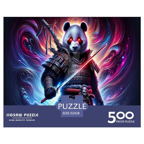 Samurai-Panda-Puzzle für Erwachsene, 500 Teile, klassisches Puzzle, Holzpuzzle, Wandkunst, einzigartiges Spielzeug, Geschenk, 500 Teile (52 x 38 cm) von LBLmoney