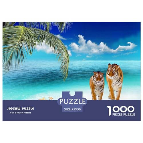 Seaside Tiger Holzpuzzle für Erwachsene, 1000 Teile, rechteckiges Puzzle, Geschenke für Erwachsene und Kinder, Heimdekoration und Familienspiel, 1000 Teile (75 x 50 cm) von LBLmoney