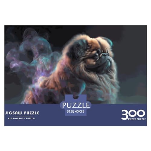 Spirit Animal Pekingese 300-teiliges Puzzle für Erwachsene, kreatives rechteckiges Puzzle, Holzpuzzle, Puzzle, Geschenk für Freunde, Familie, 300 Stück (40 x 28 cm) von LBLmoney