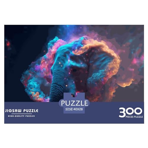 Tier-Elefant-Puzzle, 300 Teile, kreatives rechteckiges großes Familienpuzzlespiel, Kunstwerk für Erwachsene, Teenager, 300 Teile (40 x 28 cm) von LBLmoney