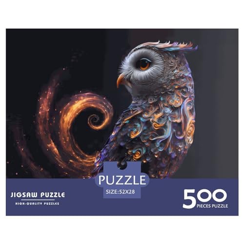 Tier-Eulen-Puzzle für Erwachsene, 500 Teile, klassisches Puzzle, Holzpuzzle, Wandkunst, einzigartiges Spielzeug, Geschenk, 500 Stück (52 x 38 cm) von LBLmoney