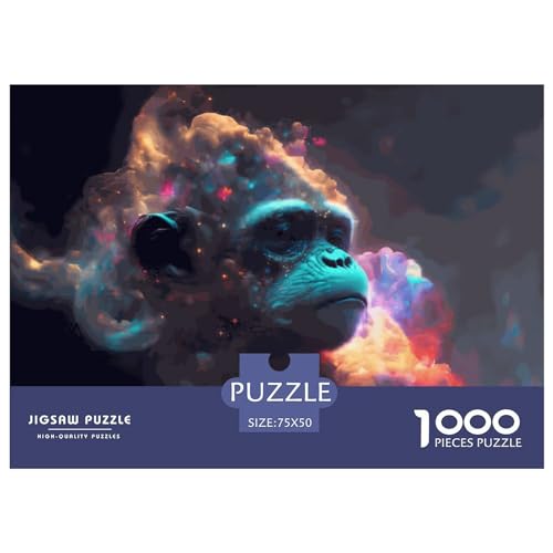 Tier-Gorilla-Puzzle mit 1000 Teilen für Erwachsene, kreatives rechteckiges Puzzle, Holzpuzzle, Puzzle-Geschenk für Freunde und Familie, 1000 Teile (75 x 50 cm) von LBLmoney