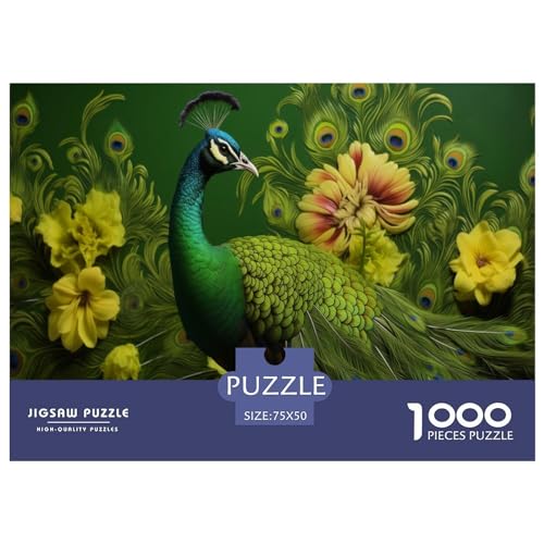 Tier-Pfau-Puzzle, 1000 Teile, Puzzle für Erwachsene, Intellektuelles Spiel, Puzzle-Spielzeug für Erwachsene und Kinder, 1000 Teile (75 x 50 cm) von LBLmoney