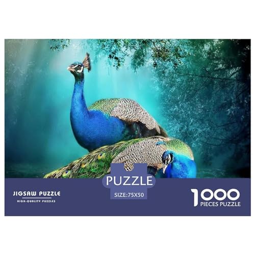 Tier-Pfau-Puzzle für Erwachsene, 1000 Teile, klassisches Puzzle, Holzpuzzle, Wandkunst, einzigartiges Spielzeug, Geschenk, 1000 Teile (75 x 50 cm) von LBLmoney