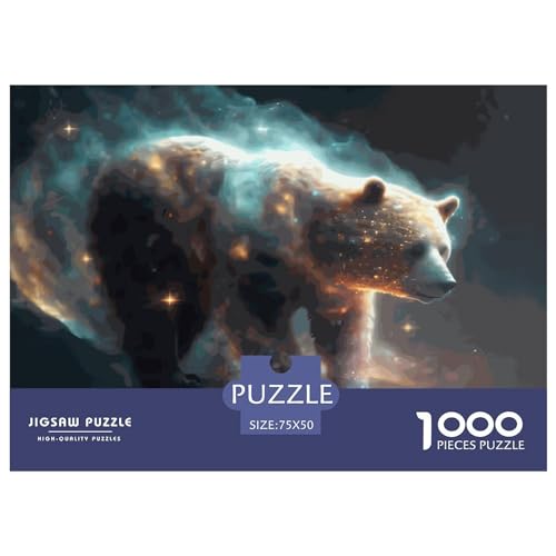 Tierbär 1000-teiliges Puzzle für Erwachsene, kreatives rechteckiges Puzzle, Holzpuzzle, Puzzle, Geschenk für Freunde, Familie, 1000 Stück (75 x 50 cm) von LBLmoney