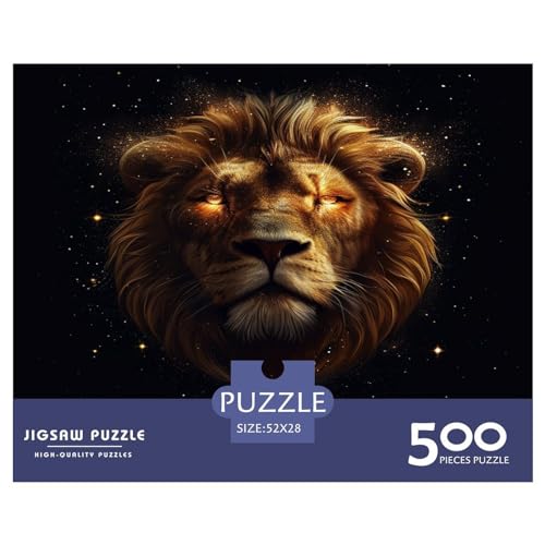 Tierischer Löwe, 500-teiliges Puzzle für Erwachsene, kreatives rechteckiges Puzzle, Holzpuzzle, Puzzle, Geschenk für Freunde, Familie, 500 Stück (52 x 38 cm) von LBLmoney