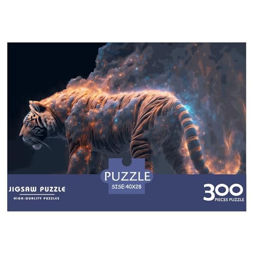 Tierischer Tiger, 300-teiliges Puzzle für Erwachsene, kreatives rechteckiges Puzzle, Holzpuzzle, Puzzle, Geschenk für Freunde, Familie, 300 Teile (40 x 28 cm) von LBLmoney