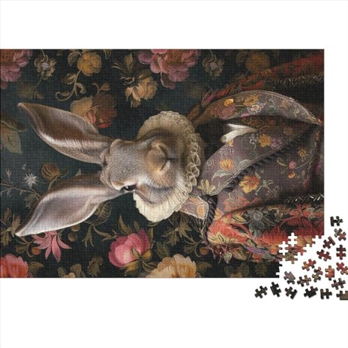 Tierkaninchen, 500-teiliges Puzzle für Erwachsene, kreatives rechteckiges Puzzle, Holzpuzzle, Puzzle, Geschenk für Freunde, Familie, 500 Stück (52 x 38 cm) von LBLmoney