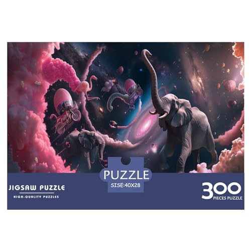 Weltraum-Elefant-Puzzle für Erwachsene, 300 klassisches Puzzle, entspannendes Holzpuzzlespiel, Denksportaufgabe, 300 Teile (40 x 28 cm) von LBLmoney