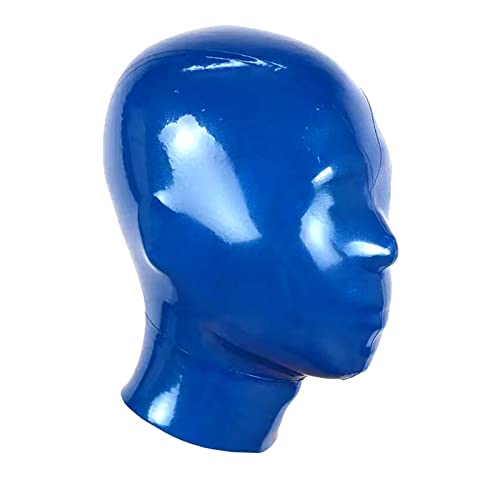 Gummi Latex Haube Maske Mikroporen Micro Löcher Für Augen Nase Hand Made Fetisch Für Cosplay Party Maskerade Funny Maske Vollkopfmasken,Blau,M von LBYLYH