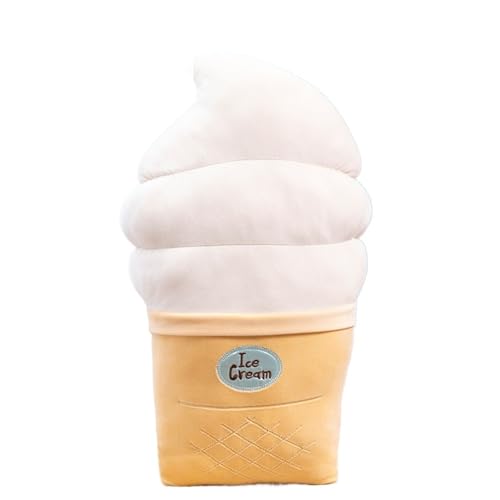 LCEDHZOC Eiscreme Kuscheltier, 50CM Süßes Plüschtier Molliges Eiscreme Plüsch Kissen Geschenk for Kinder Jungen Und Mädchen(White) von LCEDHZOC