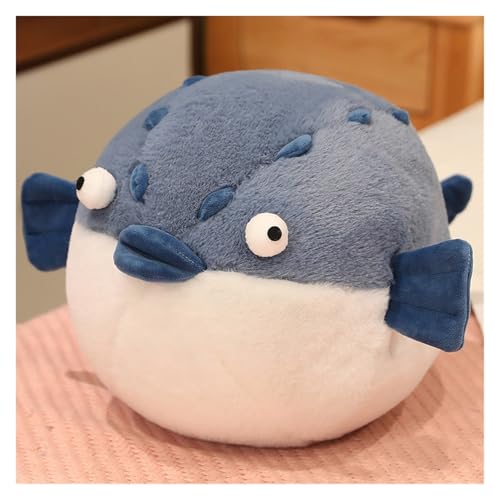 LCEDHZOC Kugelfisch Kuscheltier, Süßes Plüsch Molliger Kugelfisch Plüsch Kissen Geschenk for Kinder Jungen Mädchen Heimdekoration(Blue,60CM/23.6IN) von LCEDHZOC