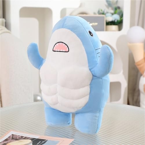 LCEDHZOC Muskulöser Hai Kuscheltiere, Simulation Plüsch Molliger Muskulöser Hai Plüschtier Geschenk for Kinder Jungen Und Mädchen(Blue,35CM/13.7IN) von LCEDHZOC