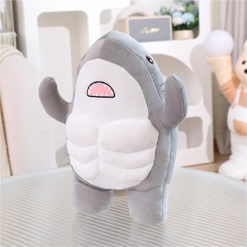 LCEDHZOC Muskulöser Hai Kuscheltiere, Simulation Plüsch Molliger Muskulöser Hai Plüschtier Geschenk for Kinder Jungen Und Mädchen(Gray,35CM/13.7IN) von LCEDHZOC