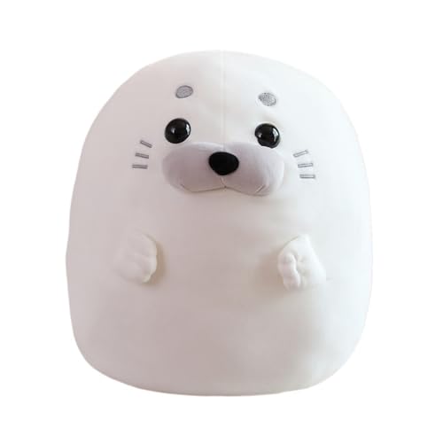 LCEDHZOC Niedliches Robben Kuscheltier, Süßes Plüschtier Molliges Robben Plüsch Kissen Geschenk for Kinder Jungen Mädchen Heimdekoration(White,30CM/11.8IN) von LCEDHZOC