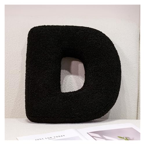 LCEDHZOC Schwarzes Buchstaben Plüsch Kissen, 40CM Kreatives Stofftier Weicher Buchstabe Plüschtier Englisches Alphabet A Bis Z for Die Inneneinrichtung(D) von LCEDHZOC